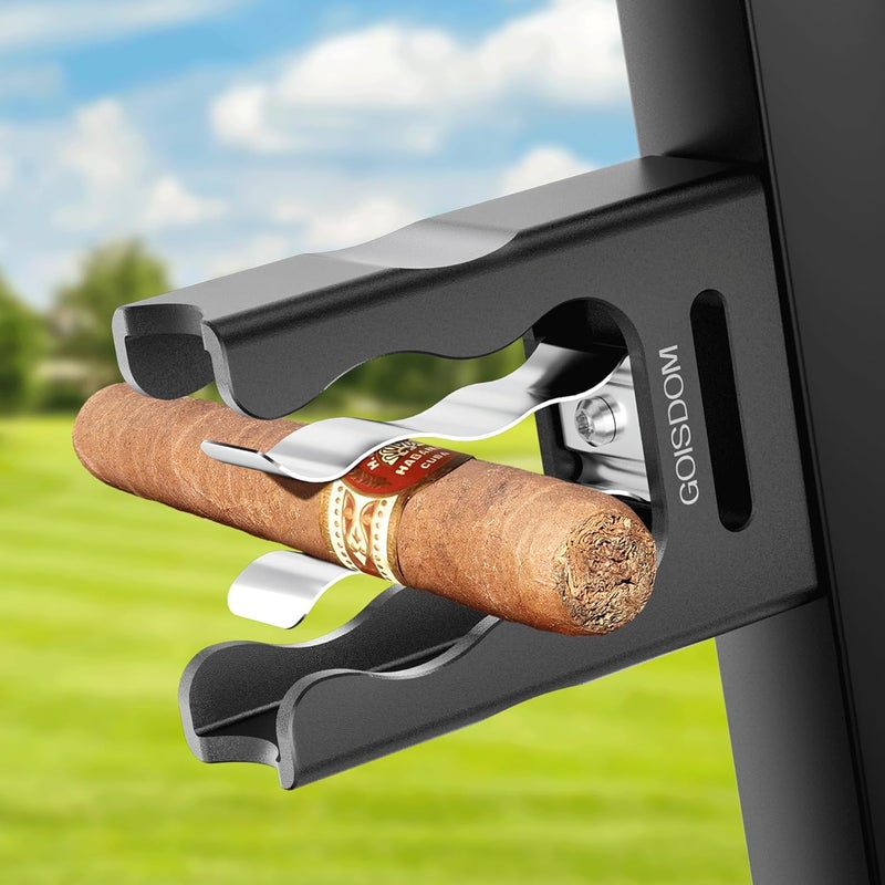 Goisdom Store Cigar Holder for Golf Cart,Strong Magnetic Cigar Holder-Ideal Golf Cart Accessory,No Damage Cigar Wrapper,Aluminum Alloy,Loop Strap,Golf Cart Accessories & Gift for Golfers,Cigar Lovers- Gray - Image 1